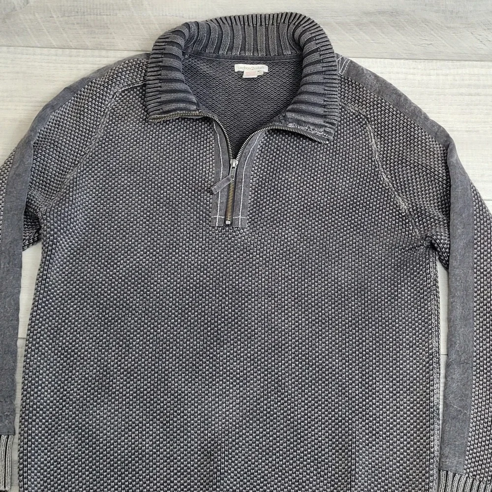 🧥 Carbon 2 Cobalt 1/4 Zip Sweater Men L Gray Hi‑Def Birdseye Heavyweight Preppy